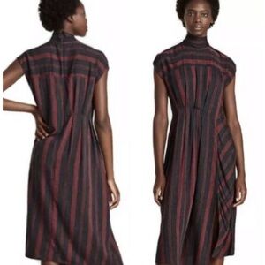 ZARA WOMAN  STRIPED TUNIC MIDI DRESS